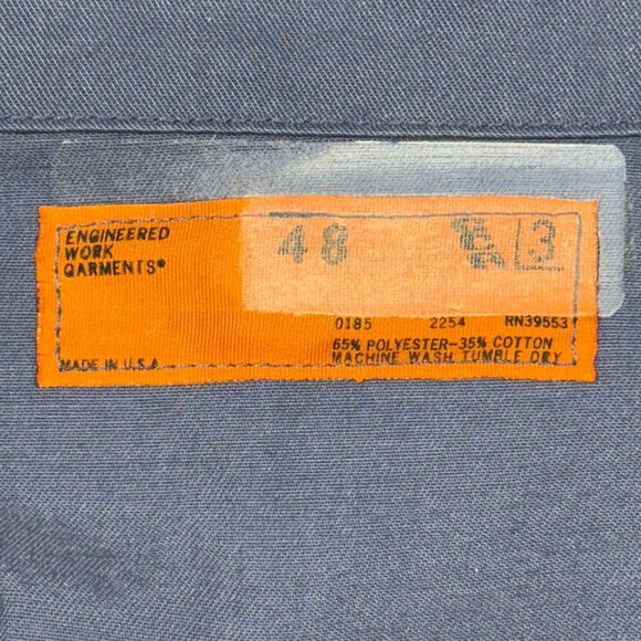 Vintage  80's Engineered Work Garments Blue Long-Sleeve Shop Coat Size 48 - Picture 5 of 10